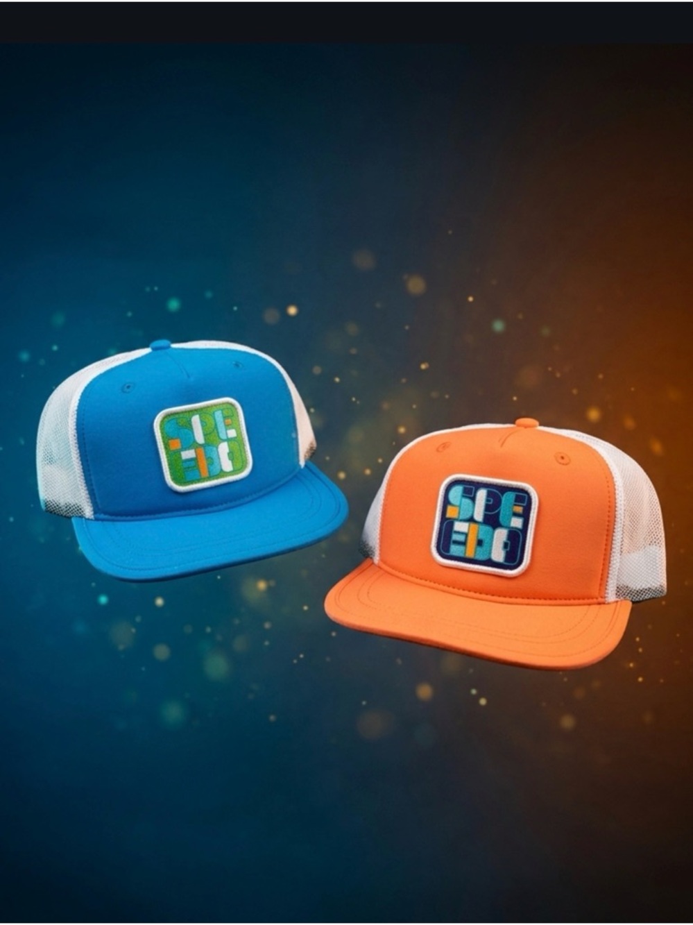 Speedo Kids Mesh Trucker Hat in Blue and Orange